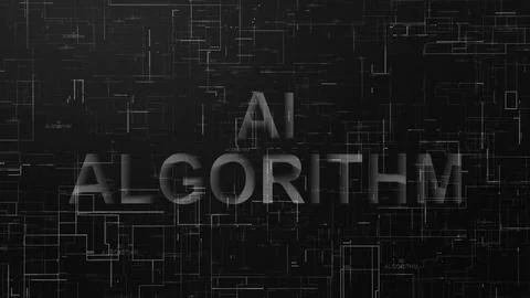 AI algorithm text data line technology black white 库存插图