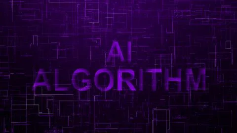 AI algorithm text data line technology purple color Stockillustratie