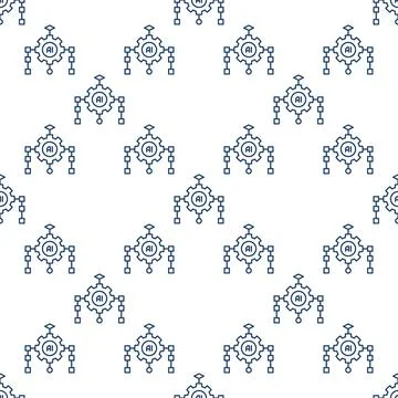 AI Algorithm vector Artificial Intelligence outline seamless pattern Stock Illustration