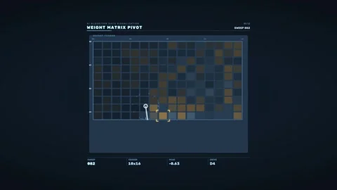 AI Algorithm Weight Matrix HUD Seamless Loop Stockbeeldmateriaal 342102390