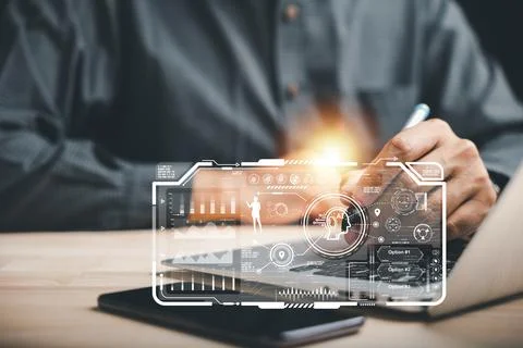 AI analytic data automate digit business strategies technology, as a person.. Foto stock