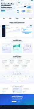 AI Analytics Platform Landing Page Light Version Vector Clean Stock Illustration