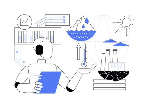 AI-Analyzed Climate Change abstract concept vector illustration. イラスト素材