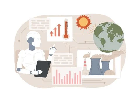 AI-Analyzed Climate Change abstract concept vector illustration. Illustrazione stock