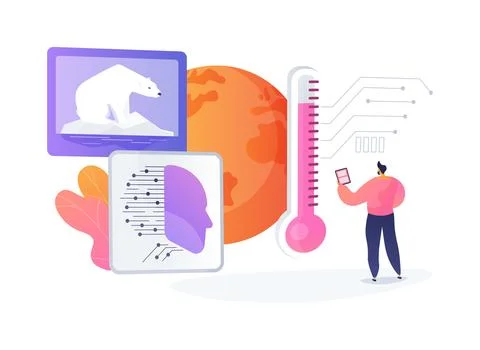 AI-Analyzed Climate Change abstract concept vector illustration. 스톡 일러스트