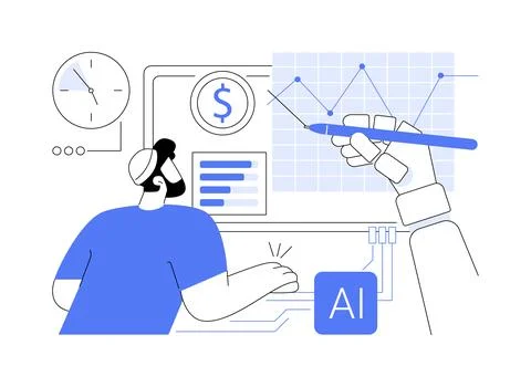 AI-Analyzed Debt Management abstract concept vector illustration. Illustrazione stock