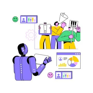 AI-Analyzed Fan Behavior abstract concept vector illustration. Stock Illustration