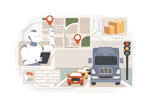 AI-Analyzed Traffic Management abstract concept vector illustration. Ilustración de archivo