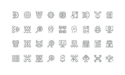 AI and big data science, algorithm and structure, server network and cloud line 库存插图