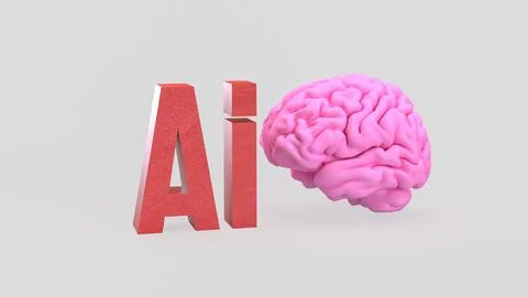The Ai and Brain for Technology concept 3d Rendering. Stock Illustration