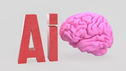 The Ai and Brain for Technology concept 3d Rendering. Stock Illustration
