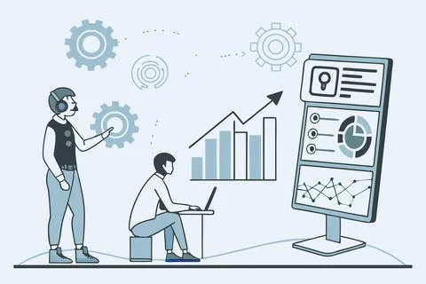 AI and Business intelligence technology concept. Business development with AI Illustrazione stock
