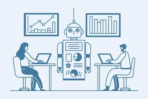 AI and Business intelligence technology concept. Business development with AI Illustrazione stock