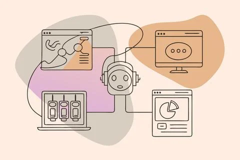 AI and Business intelligence technology concept. Business development with AI 스톡 일러스트