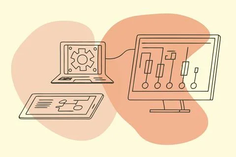 AI and Business intelligence technology concept. Business development with AI イラスト素材