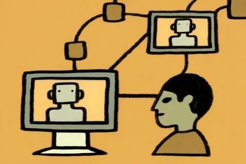 AI and Business intelligence technology concept. Business development with AI Illustrazione stock