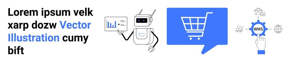 AI and Cloud Integration for E-commerce Efficiency and Data Analysis Illustrazione stock