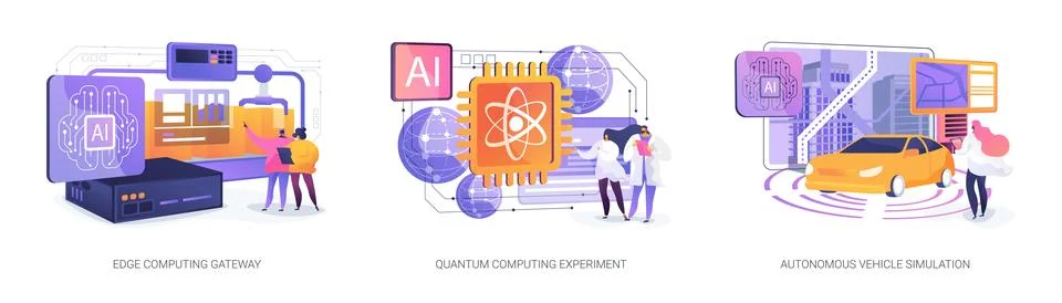 AI and Computing in Industry abstract concept vector illustrations. イラスト素材
