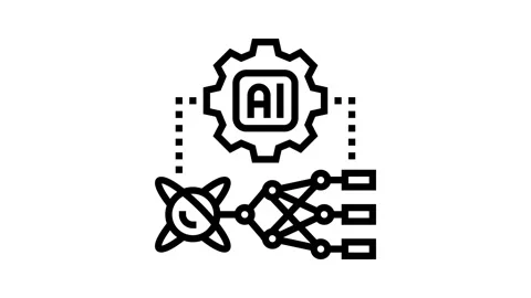 Ai and computing merge quantum computer line icon animation Stock Footage 326123166