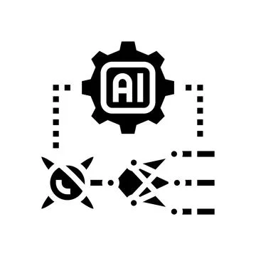 Ai and computing merge quantum computer glyph icon vector illustration Stock Illustration