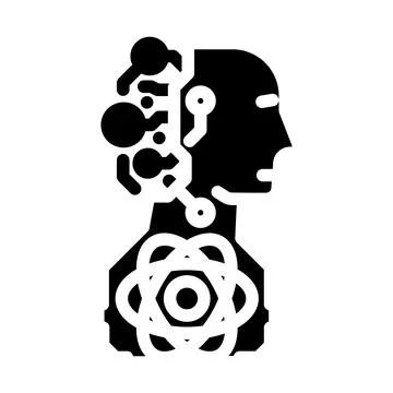 Ai and computing merge quantum computer glyph icon vector illustration Stock Illustration