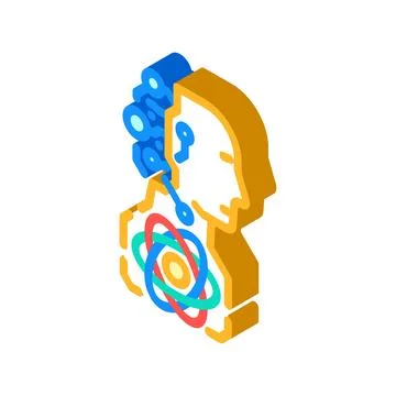 Ai and computing merge quantum computer isometric icon vector illustration Stock Illustration