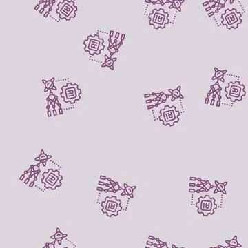 Ai and computing merge quantum computer line seamless pattern Illustrazione stock