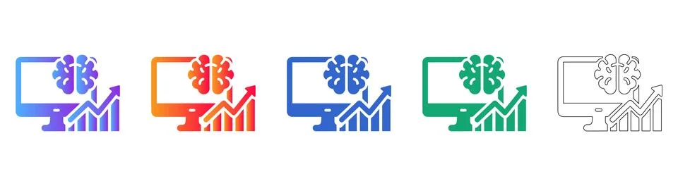 AI and Data Analytics Technology Icon Set Illustrazione stock