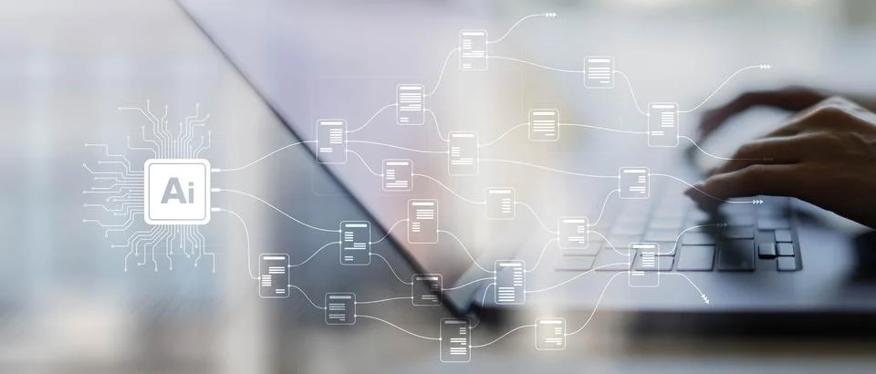 AI and Data Integration for Enhanced Decision-Making on a Wide Banner, Busine Stock Photos