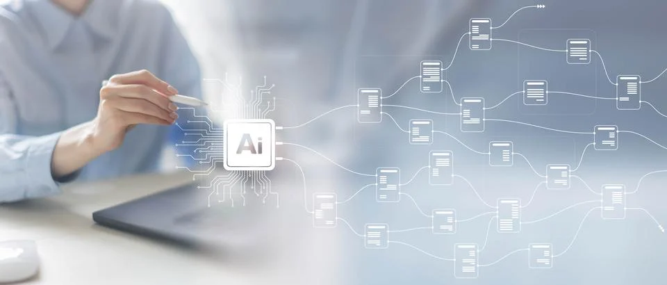 AI and Data Integration for Enhanced Decision-Making on a Wide Banner, Busine Stock-Fotos