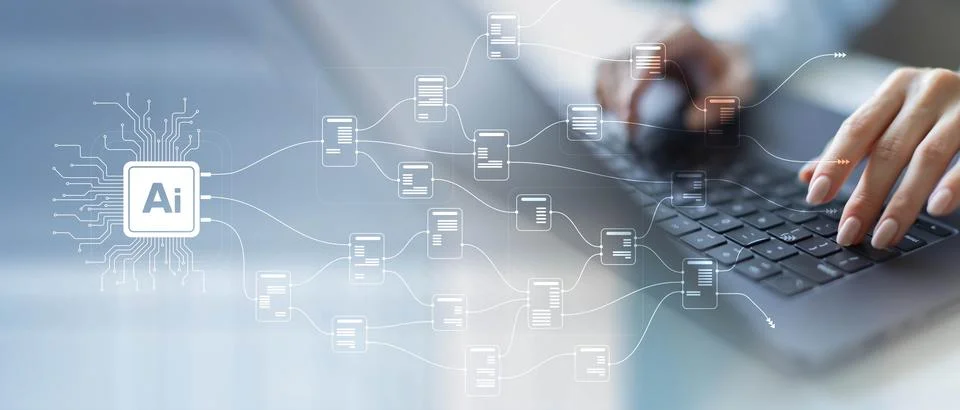 AI and Data Integration for Enhanced Decision-Making on a Wide Banner, Busine Stock Photos
