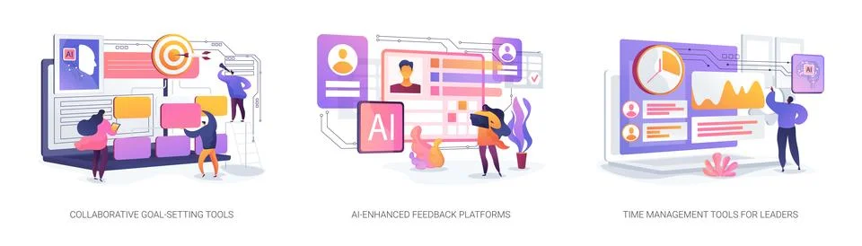 AI and Digital Tools for Effective Leadership abstract concept vector Stock Illustration