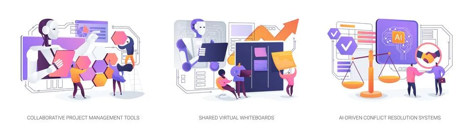 AI and Digital Tools Enhancing Team Collaboration abstract concept vector Ilustração Stock