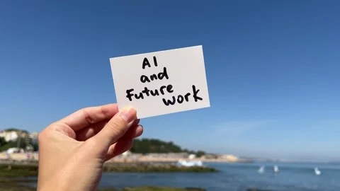AI and future work- text in hand, artificial intelligence concept Stock Footage 339032157