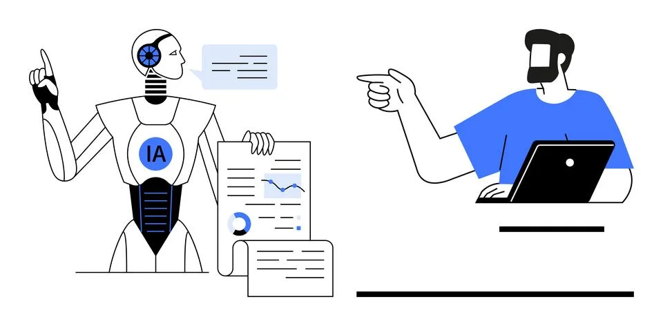 AI and Human Collaboration in Data Analysis and Decision Making Illustrazione stock