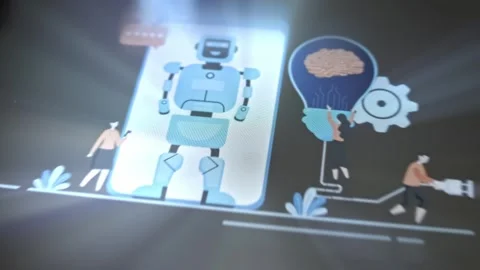 AI and Machine Learning graphic presentation on smartphone Stock Footage 302825892