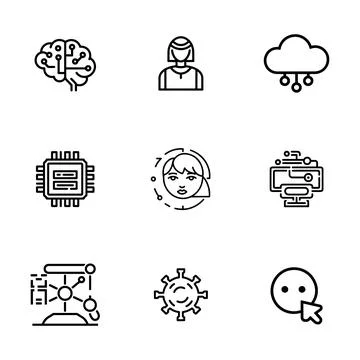 AI and Machine Learning Icons set Illustrazione stock