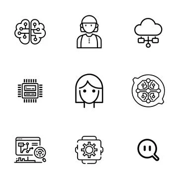 AI and Machine Learning Icons set 스톡 일러스트