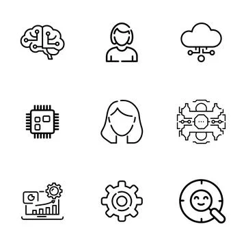 AI and Machine Learning Icons set 스톡 일러스트
