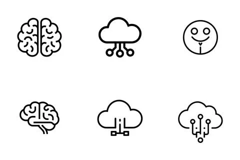 AI and Machine Learning Icons set Illustrazione stock