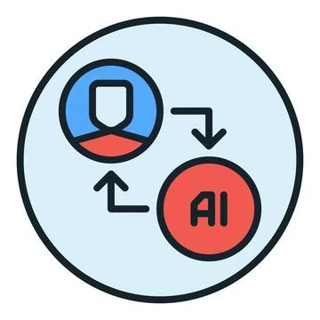 AI and Man vector AI colored round icon or logo element Stock Illustration