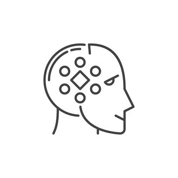 AI and ML Head vector Machine Learning concept thin line icon Stock Illustration