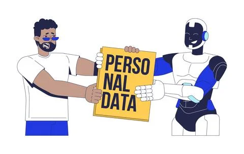 AI and personal data privacy concerns 2D illustration concept Stock Illustration