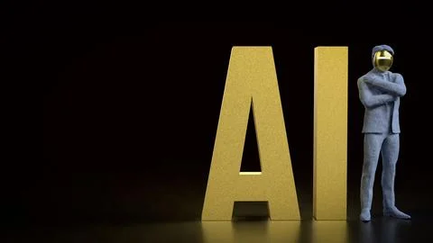 The AI and robot man  for technology or it concept 3d Rendering.. 스톡 일러스트