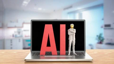 The AI and robot man  for technology or it concept 3d Rendering.. Stock Illustration
