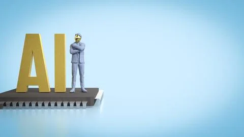 The AI and robot man  for technology or it concept 3d Rendering.. Illustrazione stock