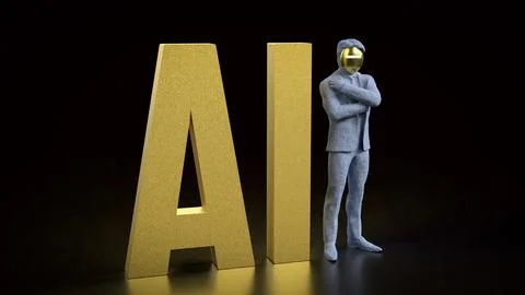 The AI and robot man  for technology or it concept 3d Rendering.. Stock Illustration