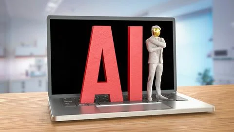 The AI and robot man  for technology or it concept 3d Rendering.. Stock Illustration