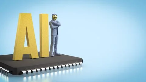 The AI and robot man  for technology or it concept 3d Rendering.. イラスト素材