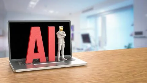 The AI and robot man  for technology or it concept 3d Rendering.. イラスト素材